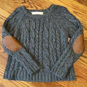 ZARA Gray Knit Sweater w/ Leather Details